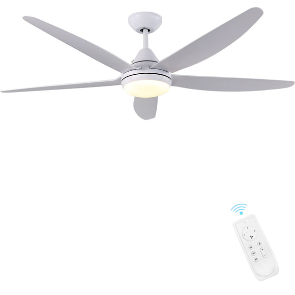 Kopolom Indoor Ceiling Fan Light Fixtures - White Remote LED 56 Ceiling Fans for Bedroom,Living Room,Dining Room Including Motor,5-Blades,Remote Switch