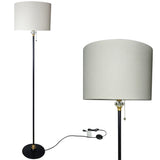 Floor Lamp for Living Room, Modern Standing Lamp with Hanging Drum Shade, Thickened Tall Pole Lamp for Office with Pull Chain and Floor Switch(Crystal)