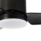 Kopolom Indoor Ceiling Fan Light Fixtures -Black Remote LED 52 Ceiling Fans for Bedroom,Living Room,Dining Room Including Motor,3-Blades,Remote Switch