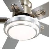 Indoor Ceiling Fan Light Fixtures - FINXIN Remote LED 48 Brushed Nickel Ceiling Fans For Bedroom,Living Room,Dining Room Including Motor,Remote Switch (5-Blades)