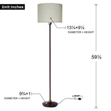 Floor Lamp for Living Room, Modern Standing Lamp with Hanging Drum Shade, Thickened Tall Pole Lamp for Office with Button or Chian and Floor Switch (Bronze)