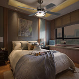 Indoor Ceiling Fan Light Fixtures Remote LED 52 Ceiling Fans For Bedroom,Living Room,Dining Room Including Motor,4-Blades,Remote Switch (Silver)