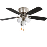Indoor Ceiling Fan Light Fixtures - FINXIN Brushed Nickel Pull Chain LED 52 Ceiling Fans For Bedroom,Living Room,Dining Room Including Motor,3-Light,5-Blades